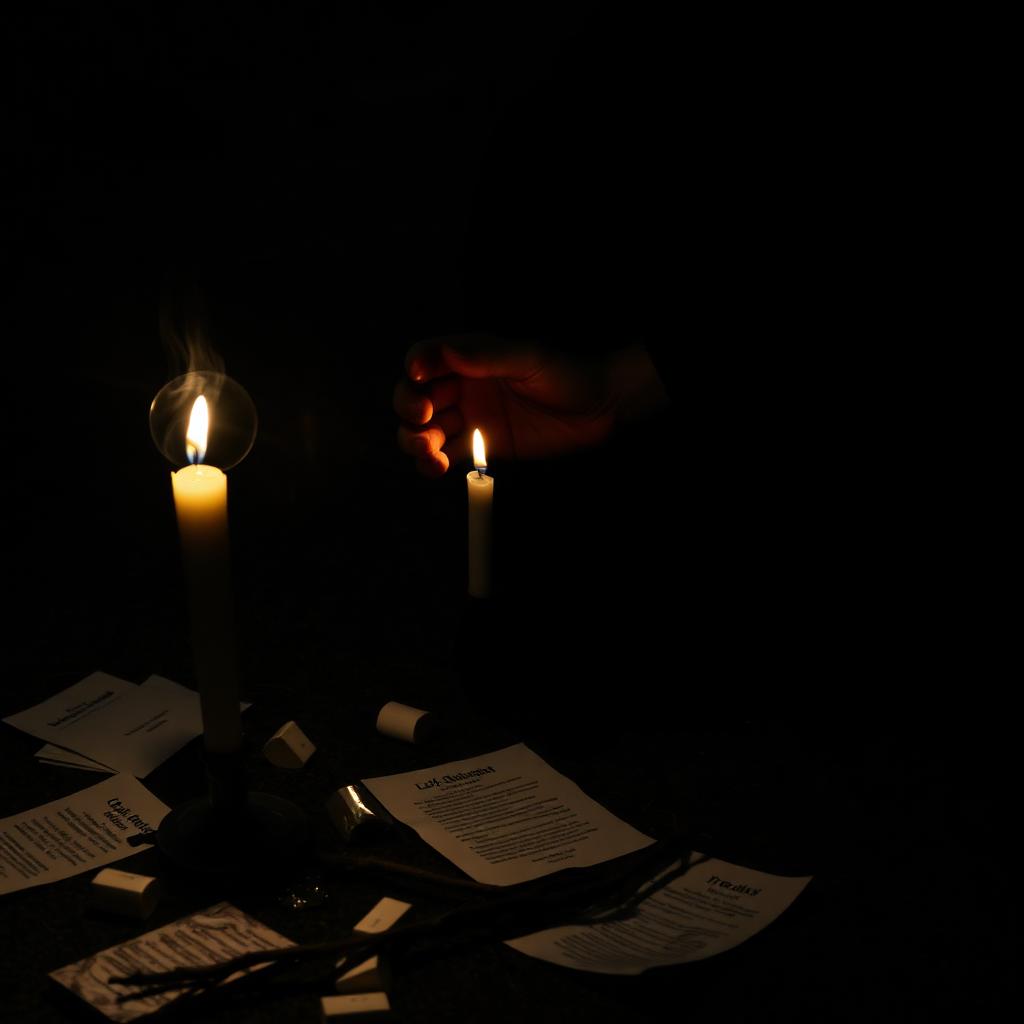 Hands performing a candle ritual